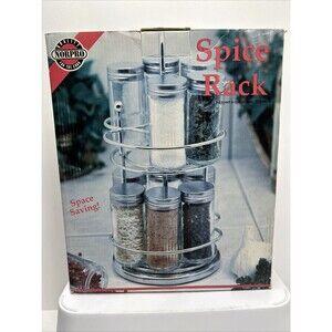 Nor pro Spice Rack W/ 12 Glass Jars